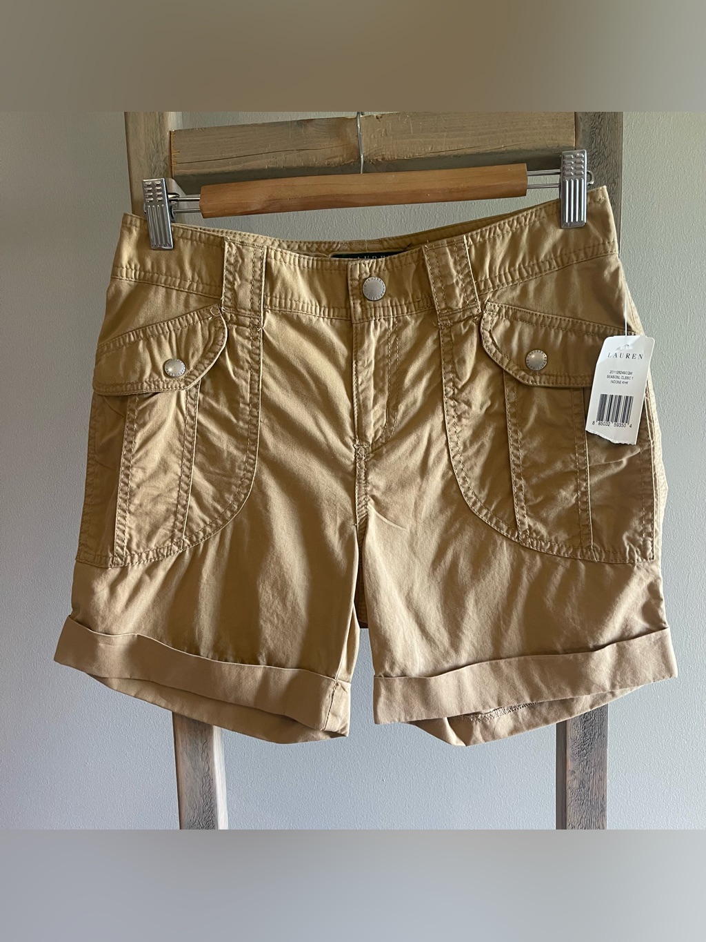 Nwt Dead Stock Ralph Lauren Tan Roll-Cuff Women’s Cargo Shorts 27/28